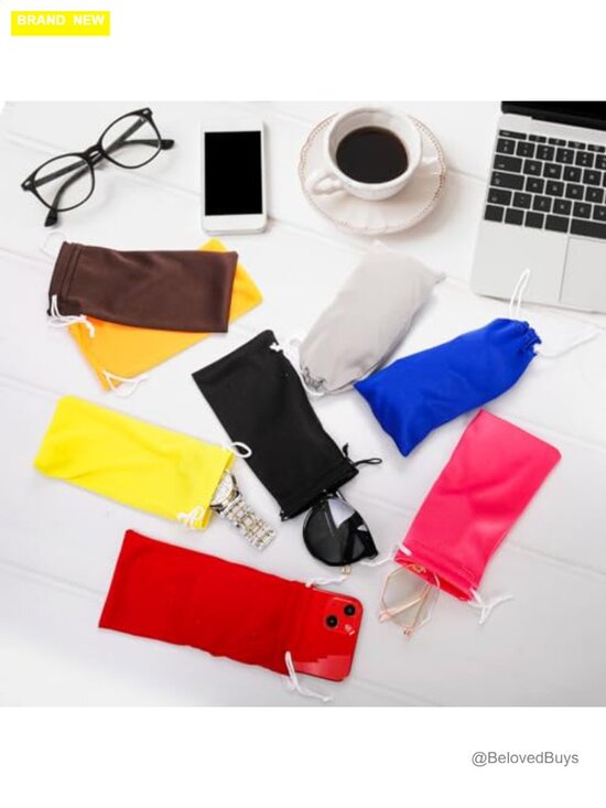 80 Pack Microfiber Glasses Pouch Drawstring Closure Eyeglass Case main image 4
